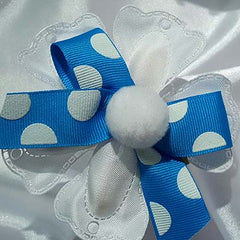 Dalmazio Design CRF Quadrifogolio Pom Pom with Polka Dot Grosgrain Ribbon Bow