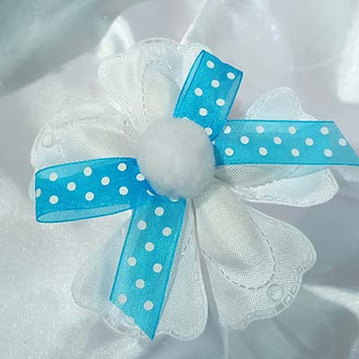 Dalmazio Design CRF Quadrifogolio Pom Pom with Polka Dot Organza Ribbon Bow