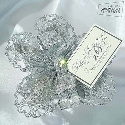 Dalmazio Design CRF Cuore Metallic Crystal with Organza Ribbon Bow + Personalized Card