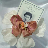 Dalmazio Design CRF Quadrifogolio Porcelain Flower with Victorian Ribbon Bow + Personalized Photo Card