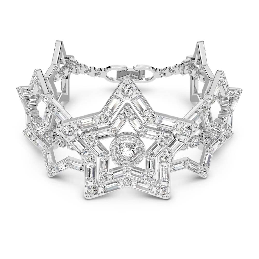 Stella Bracelet, Star, White, Rhodium Plated