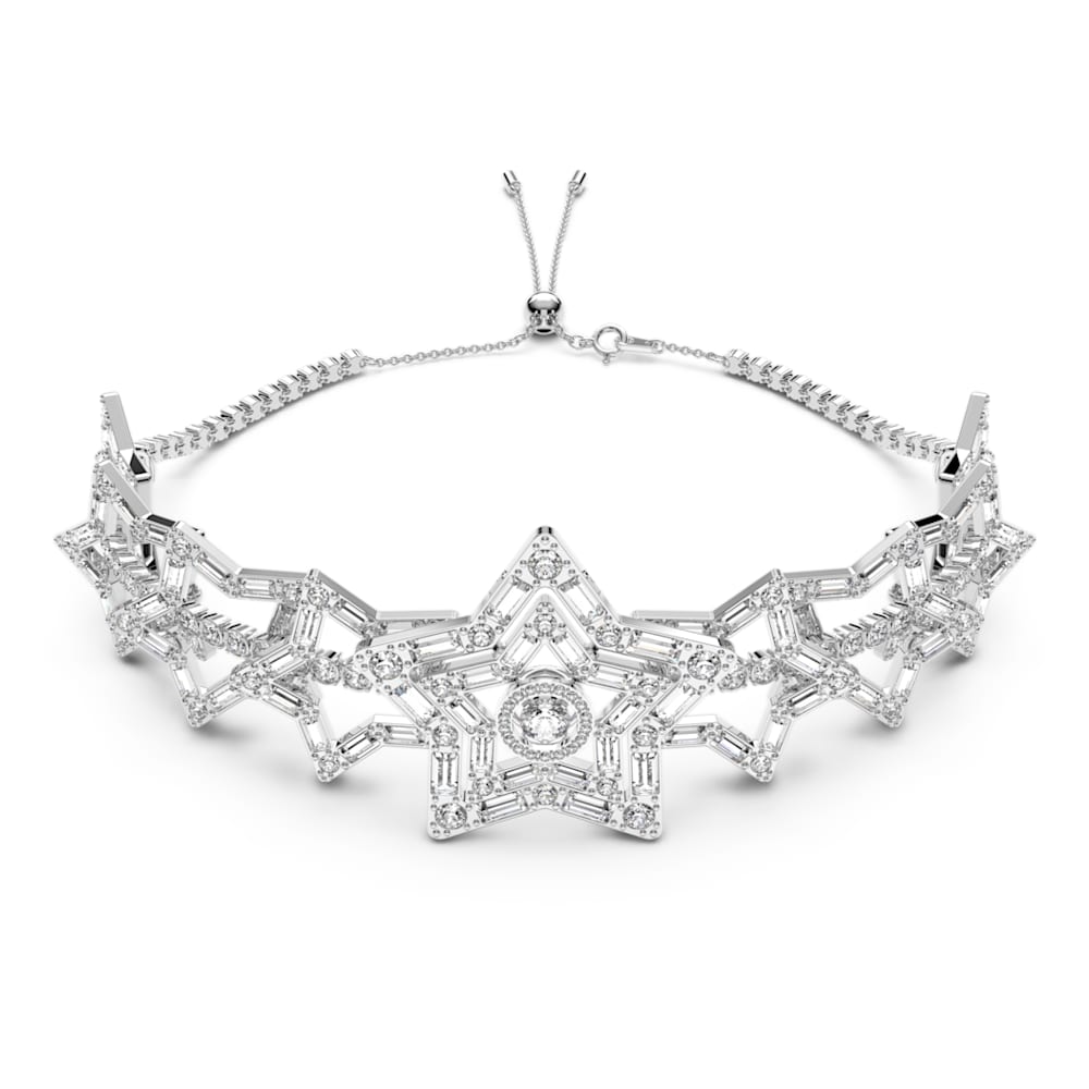 Stella Choker, Star, White, Rhodium Plated