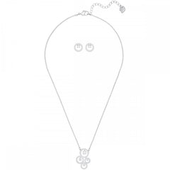 Creativity White Crystal Necklace & Earring Set&#44; Rhodium Plated - LAST IN STOCK