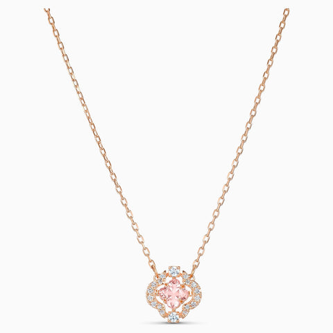 Swarovski Sparkling Dance Necklace; Pink; Rose-Gold Tone Plated Dalmazio Design