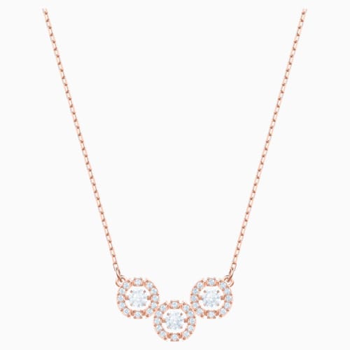 Sparkling Dance Trilogy Necklace, White, Rose-gold tone plated - LAST IN STOCK