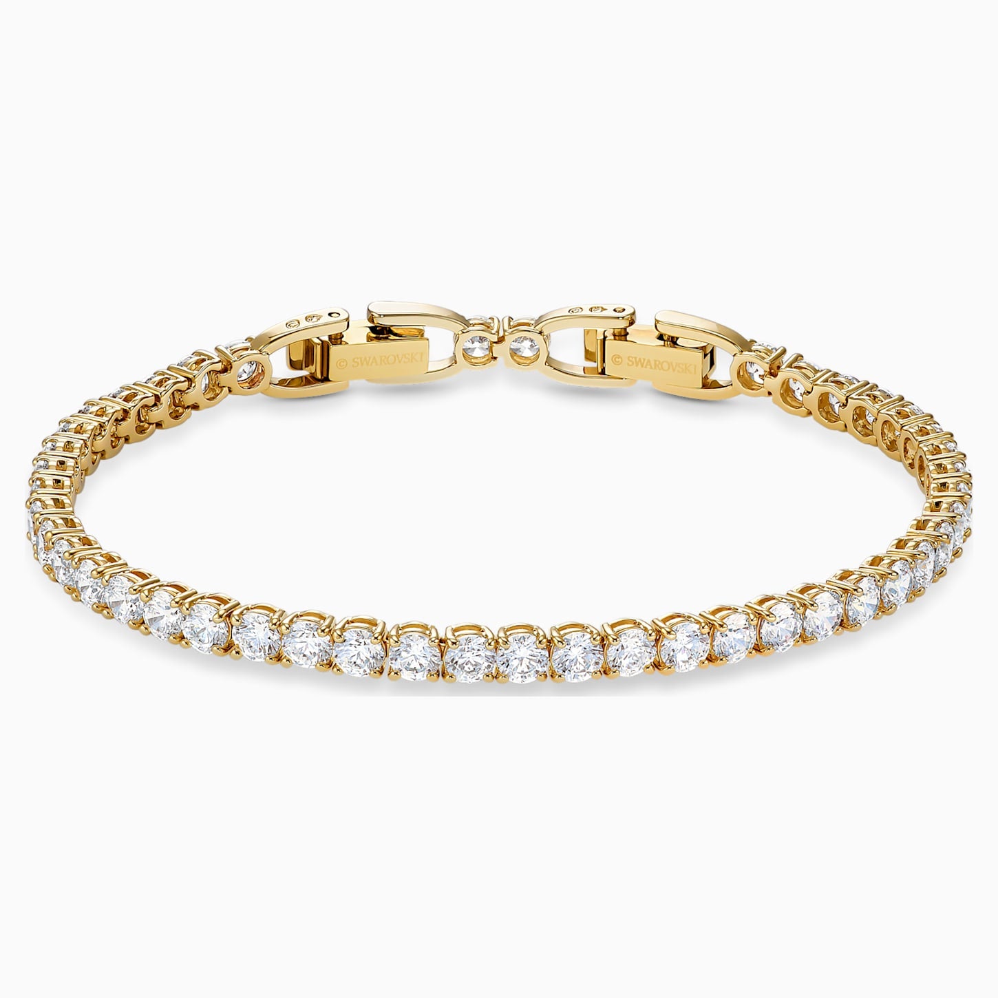 Swarovski Tennis Deluxe Bracelet; White; Gold-Tone Plated Dalmazio Design