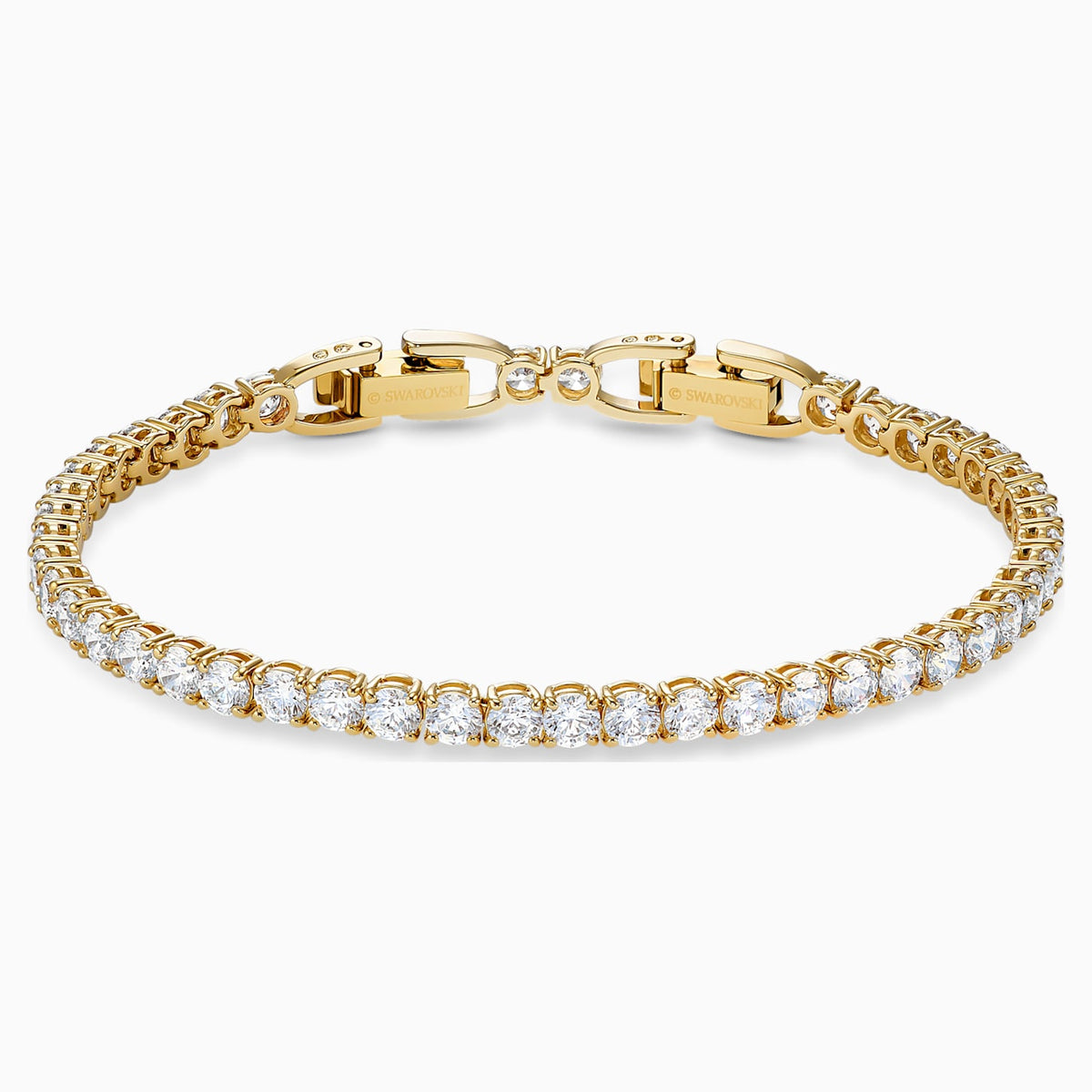 Swarovski Tennis Deluxe Bracelet; White; Gold-Tone Plated Dalmazio Design