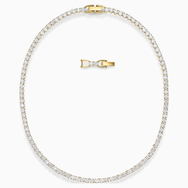Swarovski Tennis Deluxe Necklace; White; Gold-Tone Plated Dalmazio Design