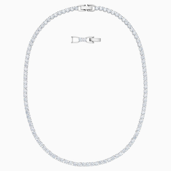 Swarovski Tennis Deluxe Necklace; White; Rhodium Plated Dalmazio Design