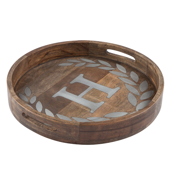 GG Collection Wood/Metal 20" Round Tray "H" - 20% OFF