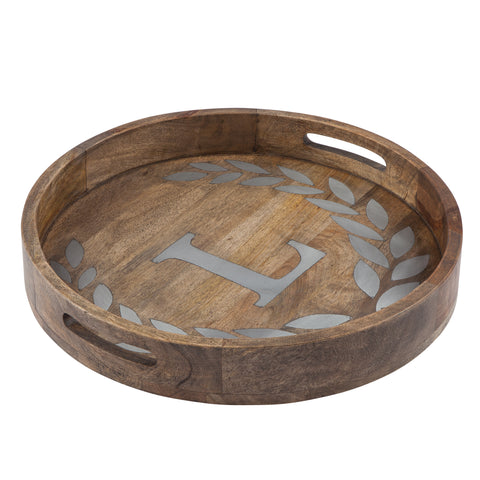 GG Collection Wood/Metal 20" Round Tray "L" - 20% OFF