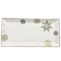 Winter Crystal 13" Sandwich/ Cake Tray Platinum Rim