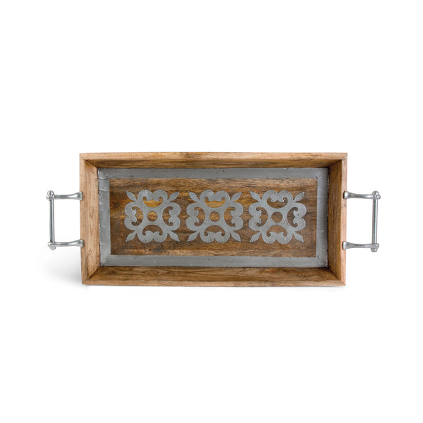 GG Collection 30" Wood Tray With Metal - 20% OFF