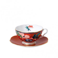 Wedgwood Paeonia Blush Red Teacup &amp; Saucer Set Dalmazio Design