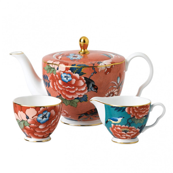 Wedgwood Paeonia Blush 3-Piece Tea Set Dalmazio Design