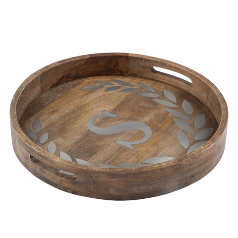 GG Collection Wood/Metal 20" Round Tray "S" - 20% OFF