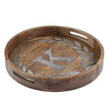 GG Collection Wood/Metal 20" Round Tray "K" - 20% OFF
