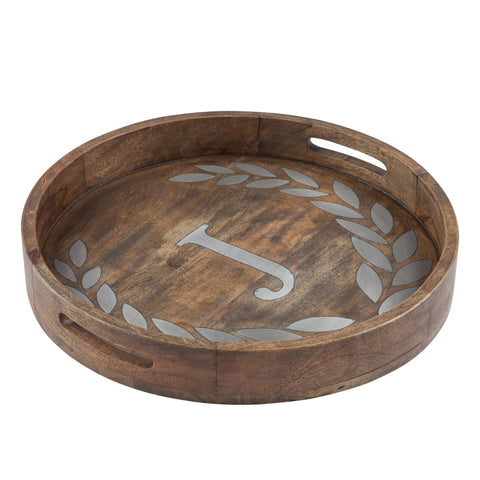 GG Collection Wood/Metal 20" Round Tray "J" - 20% OFF