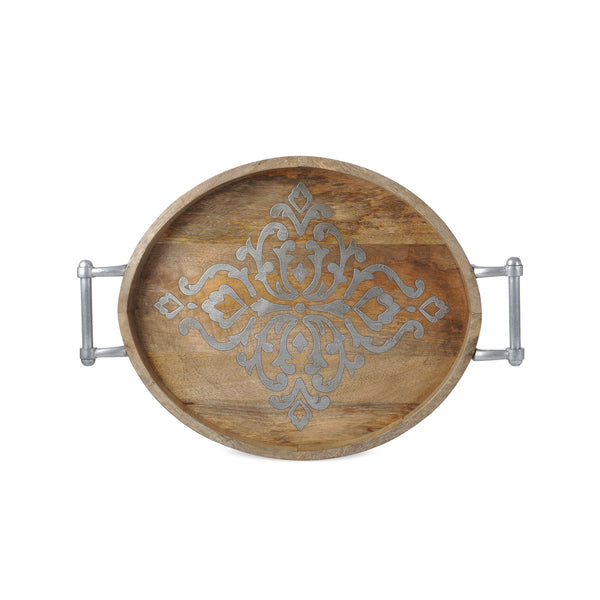 GG Collection 25.5"L Wood/Metal Oval Tray - 20% OFF